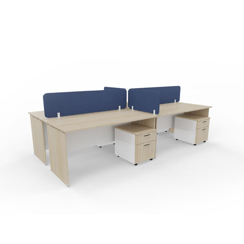 4 WAY PANEL LEG DESKS WITH MOBILE PEDESTALS