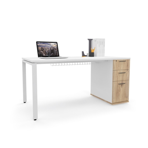SLIMLINE SINGLE DESK WITH HEIGHT PEDESTAL
