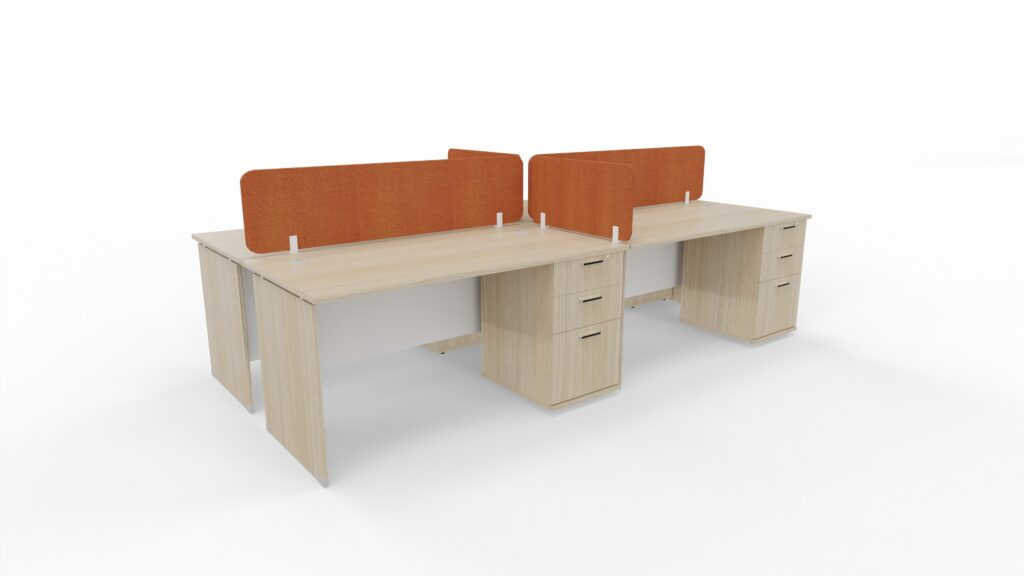 4 Rows Desk 4-WAY PANEL LEG DESKS WITH DESK HEIGHT PEDESTALS - Akandi Office Furniture