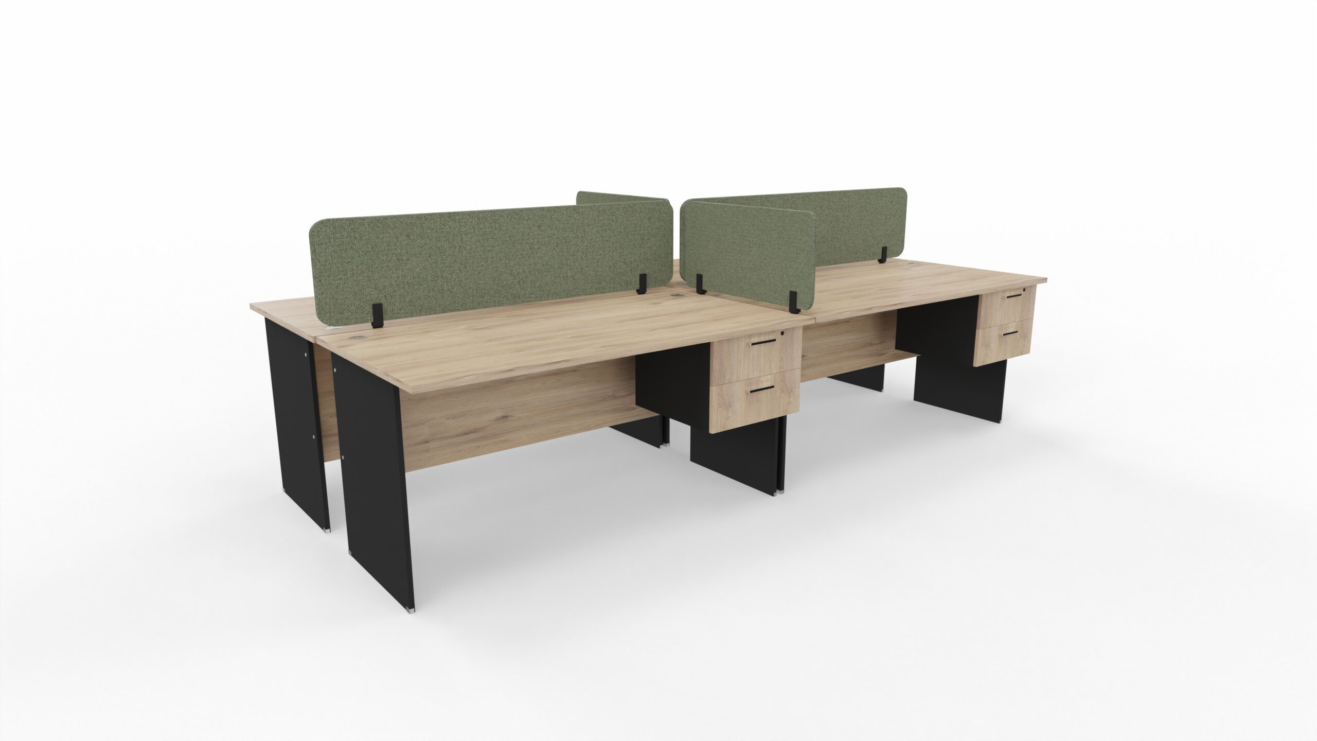 4-WAY PANEL LEG DESKS WITH FITTED PEDESTALS 1 4-WAY PANEL LEG DESKS WITH FITTED PEDESTALS